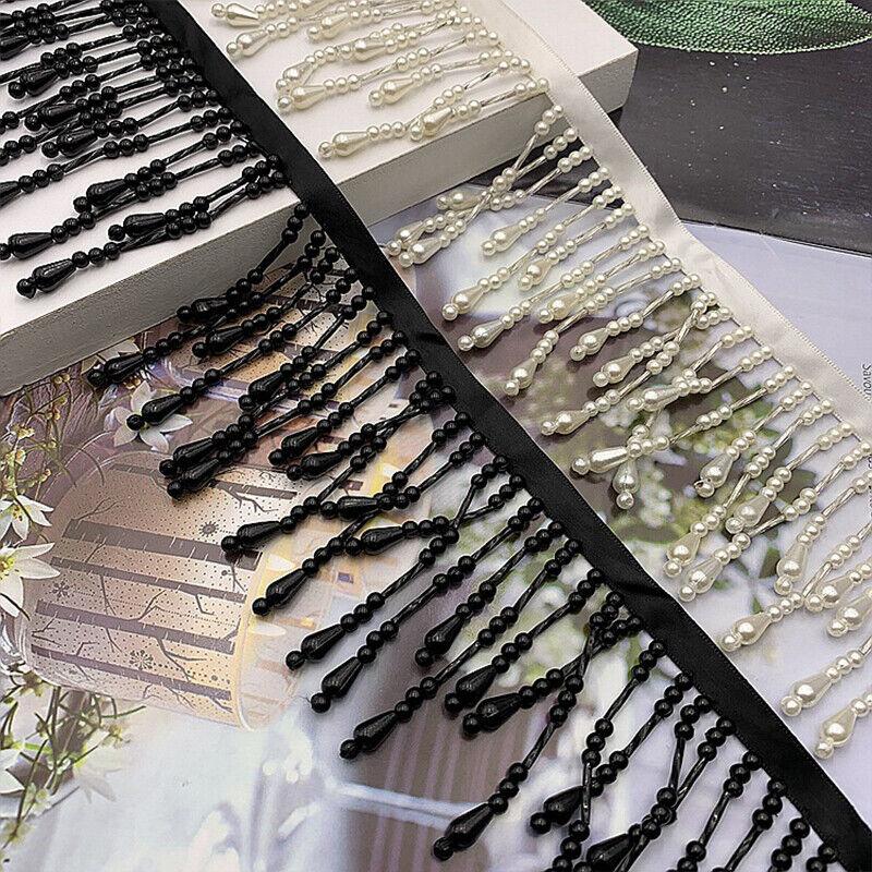 Beaded Tassel Trim Ribbon Wedding Dress Costume Edging Sew Pearl Craft DIY Crafts Dress Jeans Clothing Decoration