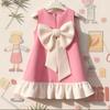 Rosa Kleid für Mädchen - Sommer Kindermode Großes Schmetterlingsknoten Prinzessinnenkleid