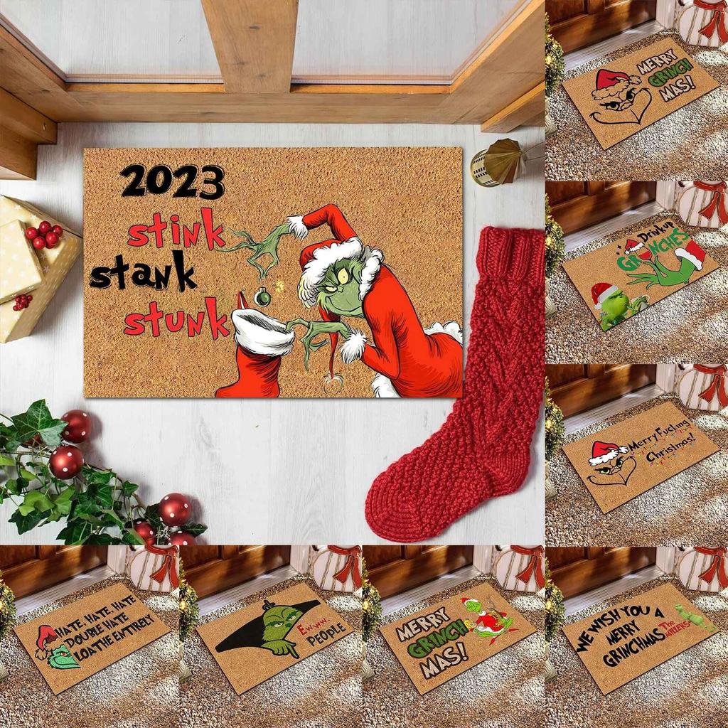 Christmas Door Mat Non-slip Mat Festive Atmosphere Decoration Decorative Mat