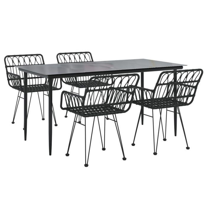 VidaXL Ensemble à manger de jardin 5 pcs Noir Résine tressée, ensemble de patio, ensemble bistro de jardin, ensemble de 3157855