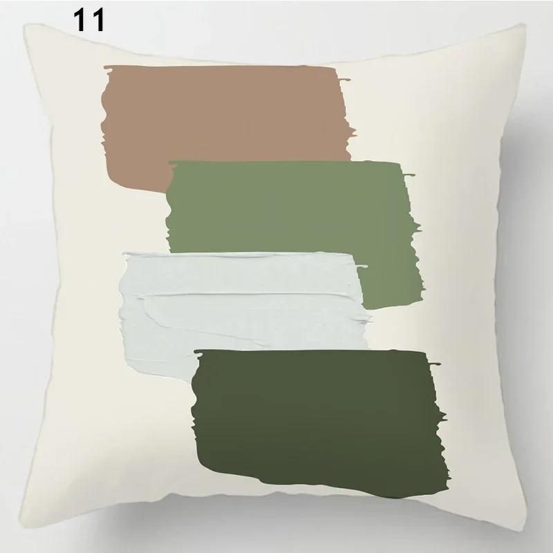 Simple Green Plant Cactus Pillowcase Geometric Line Floral Pattern Cushion Fresh Ins Style Home Sofa Decorative Pillow