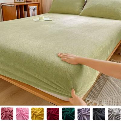 Drap Housse Chaud d'Hiver en Polaire Flanelle pour Lit Double Taille Queen/King Housse de Matelas Tout Compris