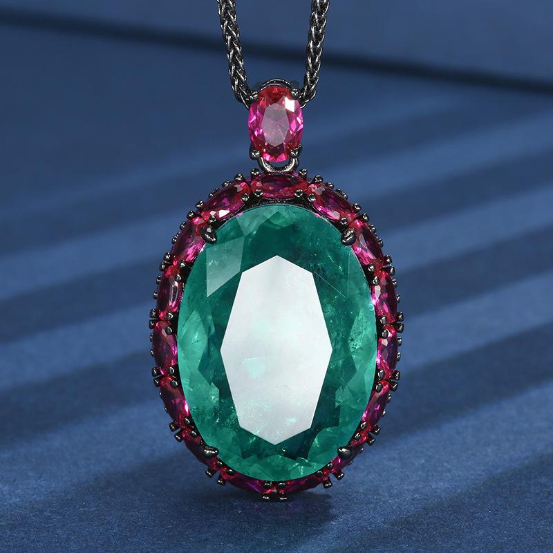 

Autumn and winter new Huabi jewelry copper bottom gold-plated European and American simulation color treasure black gold personalized pendant
