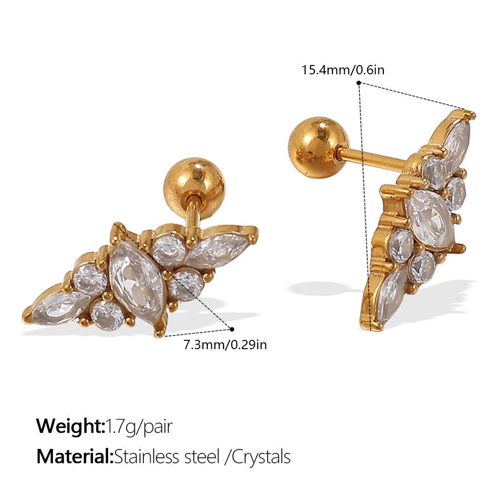 Hot-selling Niche Inlaid Crystal Earrings Earrings Versatile Niche Stainless Steel Gold-plated Earrings Earrings Women
