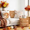 Fall Pumpkin Floral Throw Pillow Covers 4 Pcs Set Autumn Harvest Cushion Case Home Decor Sofa Couch Bed Thanksgiving