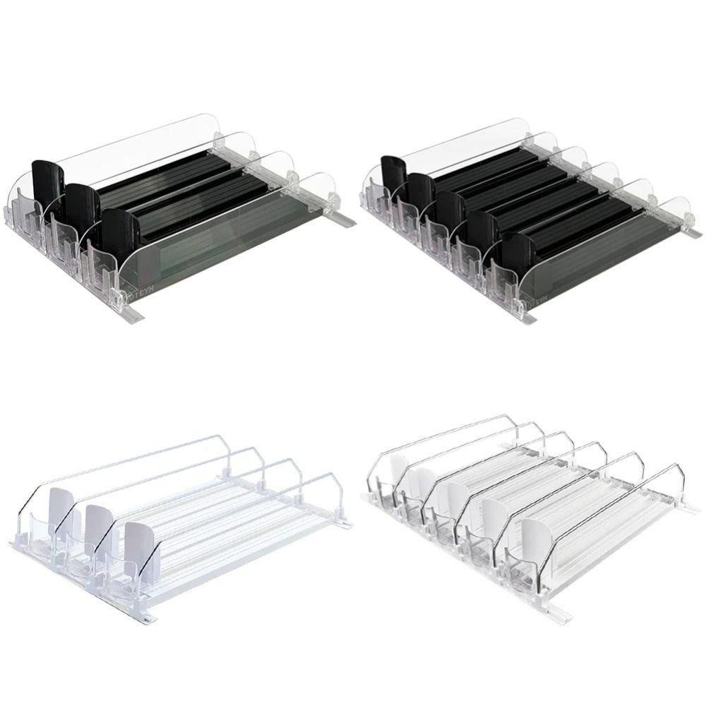 Adjustable Width Drink Organizer Dispenser Spring Push Can Shelf Pusher  Beverage