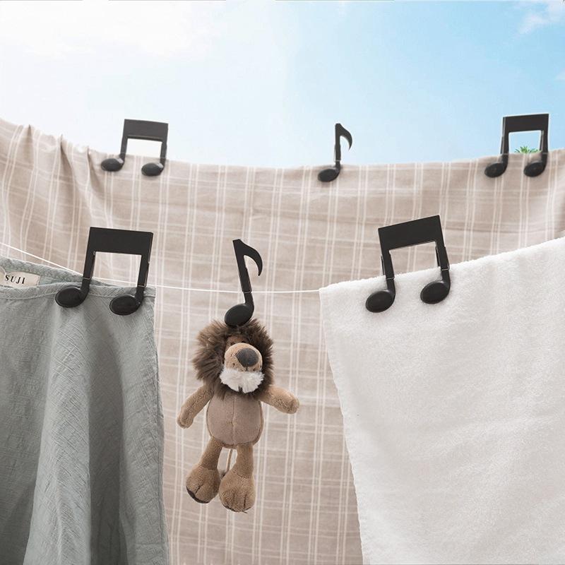 2pcs/set New Creative Music Notation Clips Clothes Pegs Notes Clothes Clip Food Bag Sealing Clip Clothes Hangers Rack