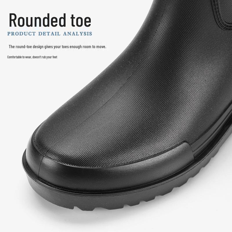 Men's Mid-Calf Non-Slip Fleece-Lined Rubber Rain Boots for Fashion, Work, and Outdoor Activities
