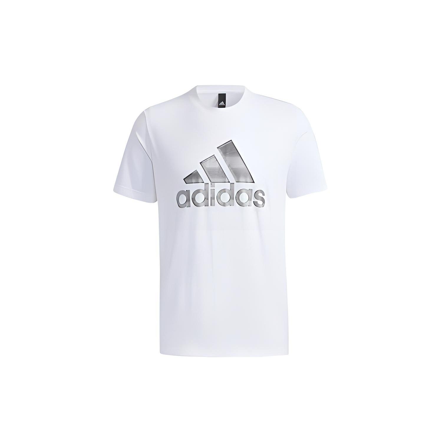 adidas Logo Printing Sports Round Neck Short Sleeve White Men s GP0973 XL