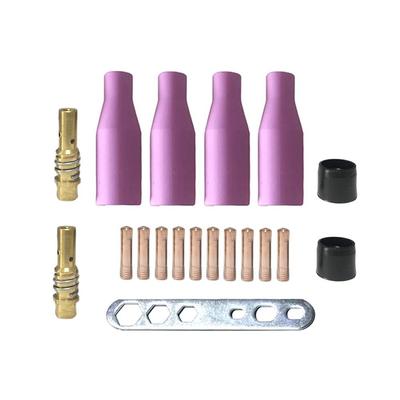 19Pcs 15AK Welding Torch Consumables MIG 0.8mm 1.0mm 1.2mm Gas Ceramic Nozzle Tip Holder Contact Tips Insulating Sleeve Wrench