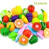 Kitchen Fun Cutting Fruit Basket And Vegetables Pizza Food Play House Set Puzzle Education Toys For Kids Boys Girls Xmas Gifts