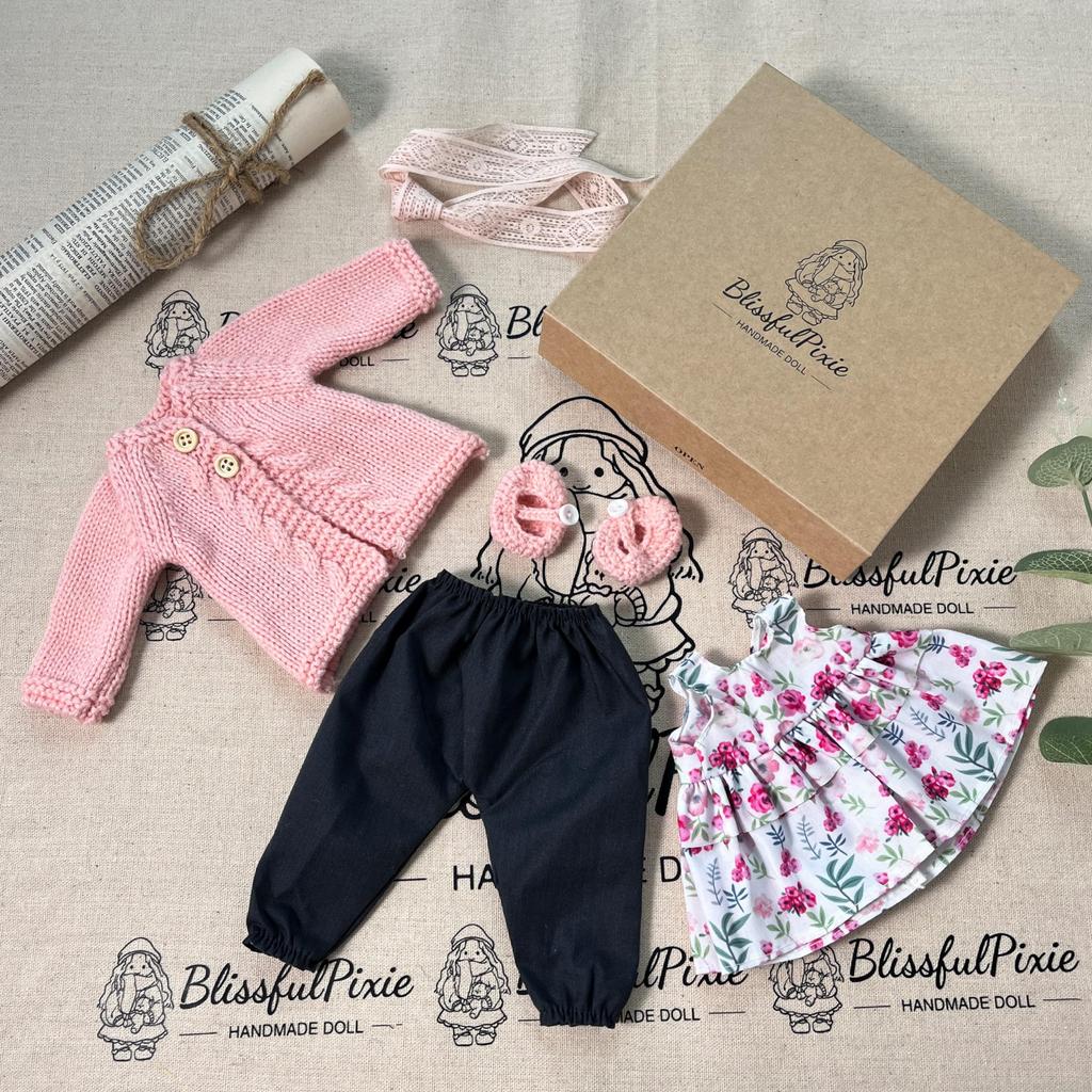 BlissfulPixie Handmade Waldorf Doll Clothes 30cm Clothing Set with Nice Box Girls Christmas Birthday Gift Elsee Clothing Accessories -
