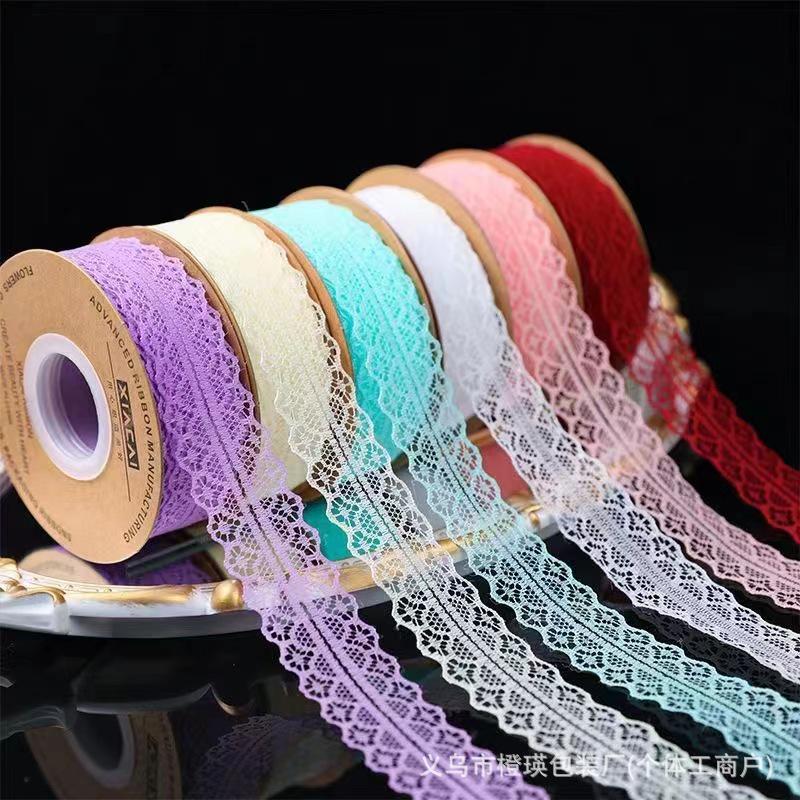 3cm Lace Edge Ribbon for Bouquet & Cake Decor, DIY Bow Streamer - Flower Design 25 & 50 Size