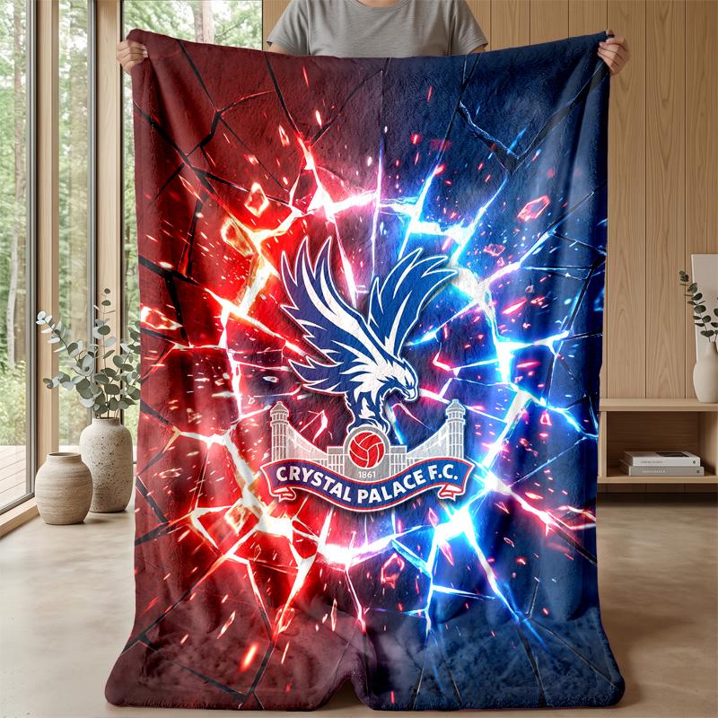 Couverture Flottante en Flanelle Imprimée Football Crystal Palace, Couverture Jetée Douce Chaude Légère pour Canapé Lit Camping