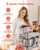 Küchenmaschine, 5,7 L Elektrische Küchenmaschine, 1500W Teigkneter, 6+P Geschwindigkeiten Kippkopf Lebensmittel-Mixer mit 1,5 L Mixbecher, Edelstahlschüssel, Teig