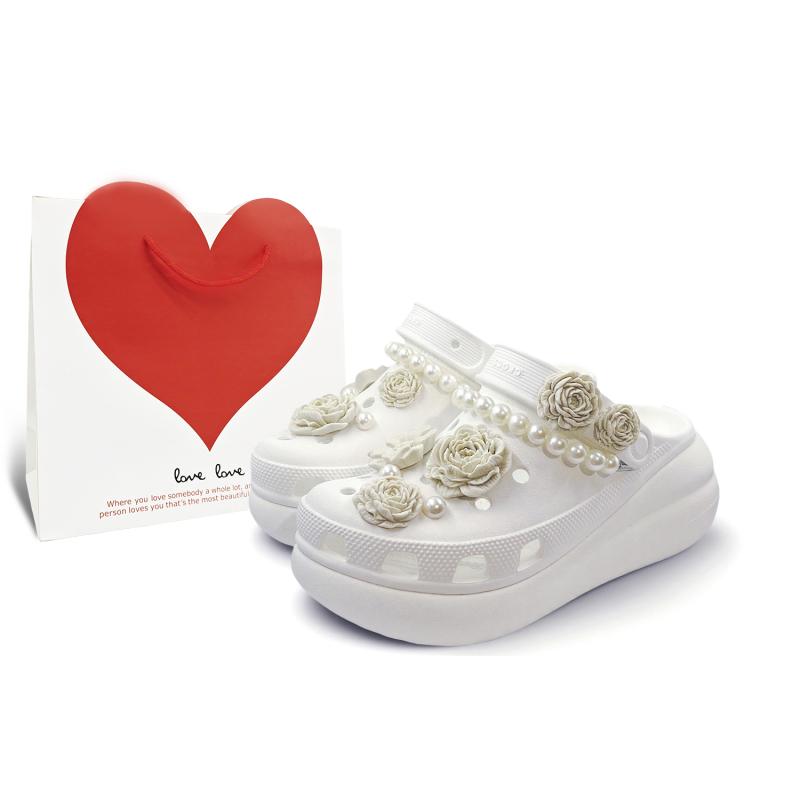 Crocs Crush Clog EIGHT% Mountain Gardenia Gift Bag Romantic Comfort Hole Shoes Unisex White