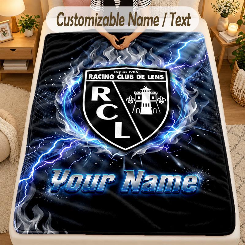 Flannel Blanketracing club de lens Custom Name Text Personalized Soft Warm Throw Blanket Home Decor Gift