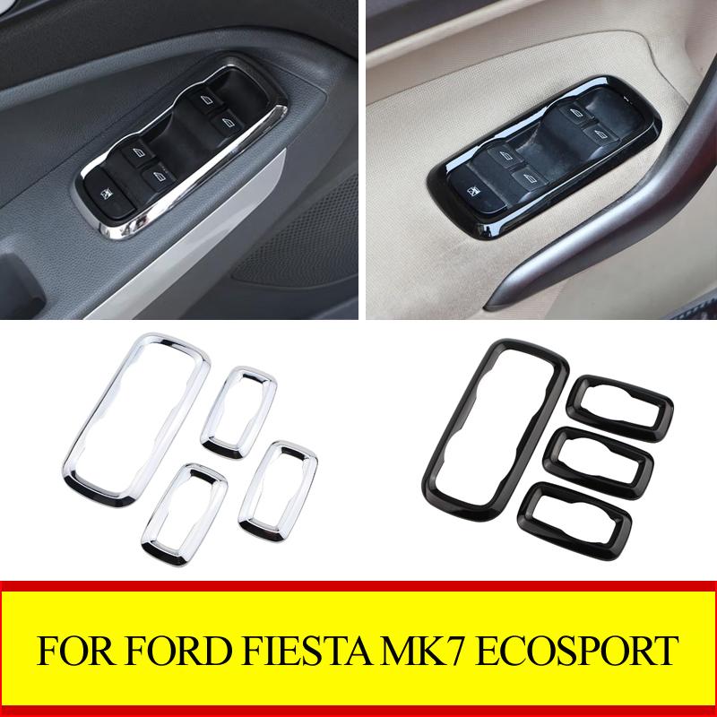 Car Window Lift Switch Decoration Box Panel Cover Sticker Trim Accessories for Ford Ecosport New Fiesta MK7