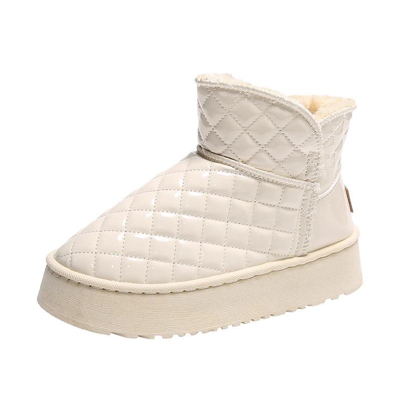 Snow boots women's leather surface waterproof 2025 autumn and winter new warm small cotton shoes thick sole heightened velvet thickened