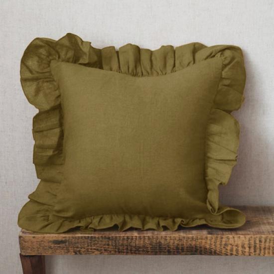 100% Pure Linen Ruffle Throw Pillowcases,Soft Comfortable Cushion Cover,Home Decor Sofa Pillows Cover,Living Room Couch