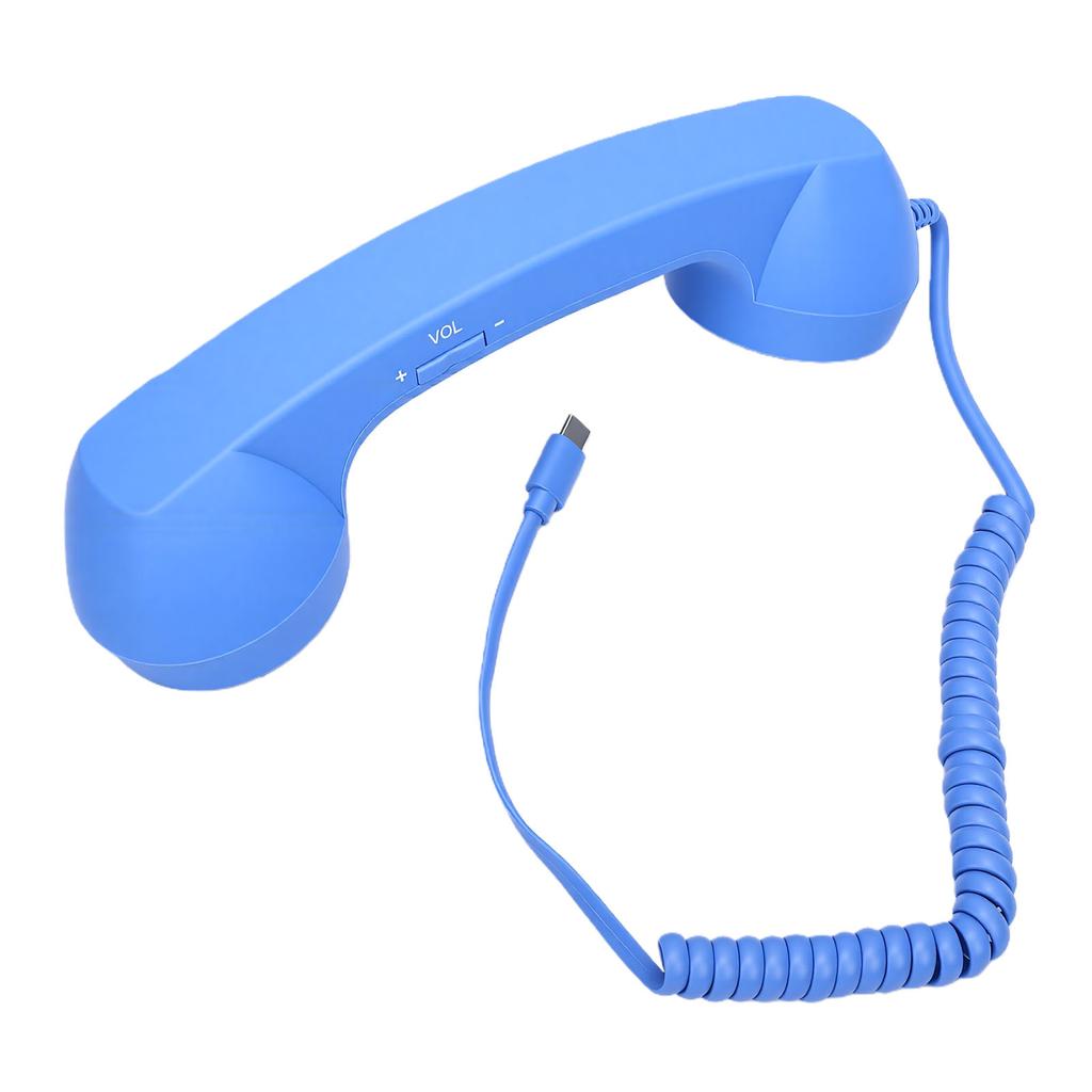 Retro Telephone Handset Type C Vintage Wired Handheld Cell Phone Receiver with Speaker and Microphone for Cell Mobile Video Conferences Calls Meetings