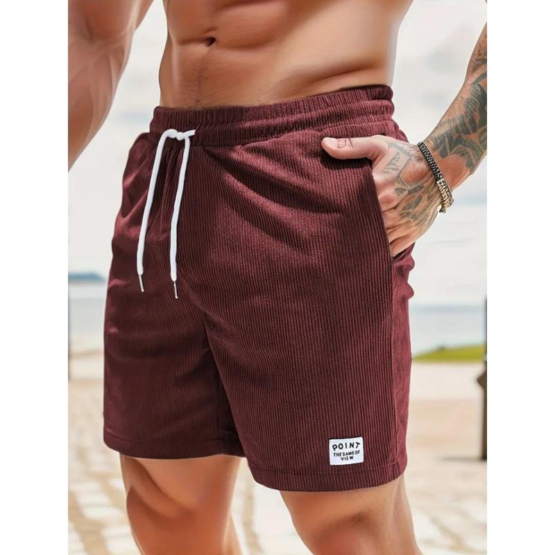 Men Corduroy Sweatpants Summer Beach Casual Shorts Men's Baggy Shorts Basketball Short Trousers Solid Color Sportswear Men