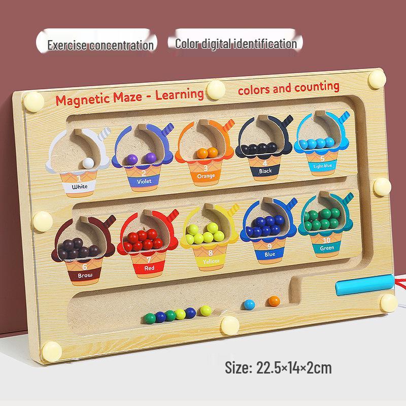Magnetic Number Maze: Wooden Toy for Preschool Pen Control and Logical Thinking