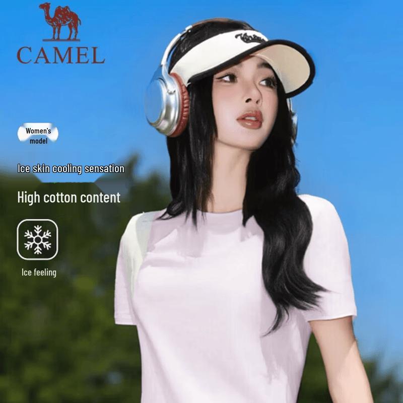 CAMEL Women s Cooling Solid Cotton Crew Neck T-Shirt L