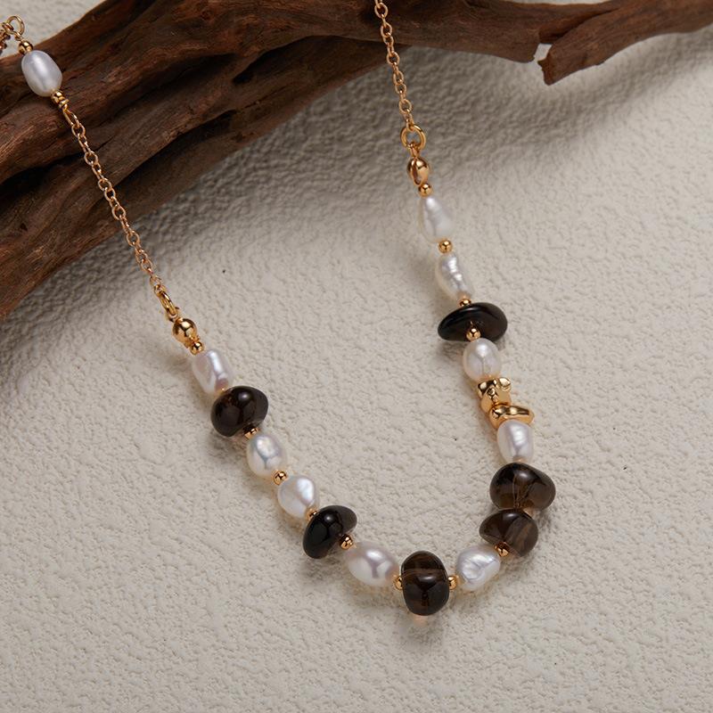 Original Design S925 Sterling Silver Natural Crystal And Pearl Colored Treasure Bracelet Women'S Trend Handmade Beaded Earrings
