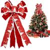 1pc Wired Red Christmas Bow with Snowflake Christmas Decoration for Tree Topper and Front Door, Gift Wrapping Accessories