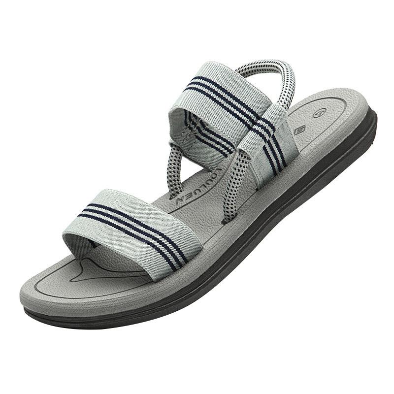 

Модные летние сандалии для мужчин, новые нескользящие пляжные повседневные туфли с эластичными ремешками, сандалии для мужчин, уличные сандалии для мужчин, большой размер 5.5 серый