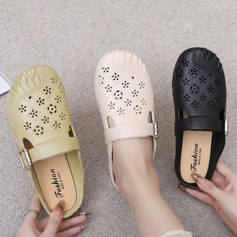 Women's Summer Breathable Sweet Sandals Thick Soft Sole Fashion Beach Slides Anti-Slip Open-Toe Outdoor Shoes