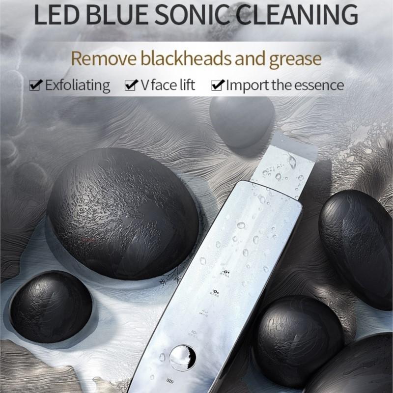 Ultrasonic Skin Scrubber Rechargeable Blackhead Remover & Pore Cleanser, Portable Facial Cleansing Device for Acne Prone Skin