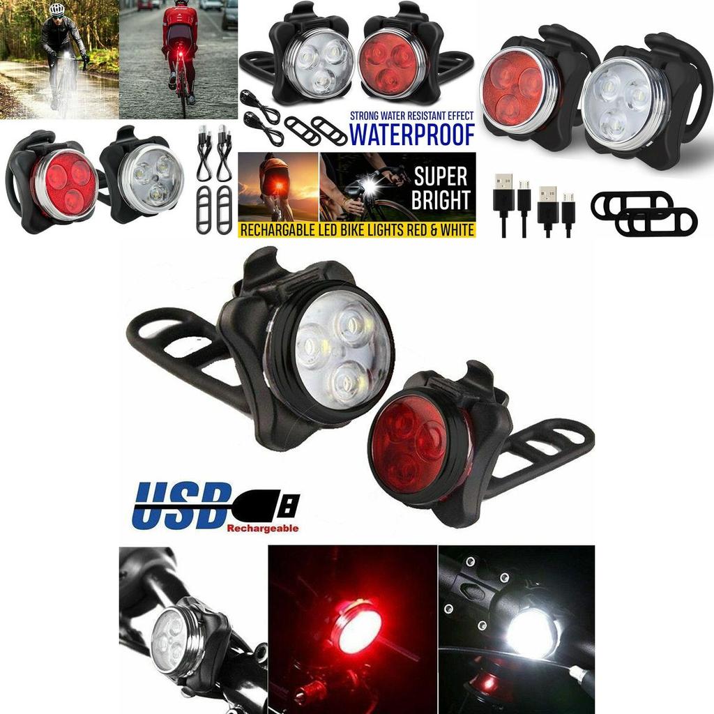 Usb Rechargeable Waterproof Ipx4 Bike Light Set For Safe Night Riding**