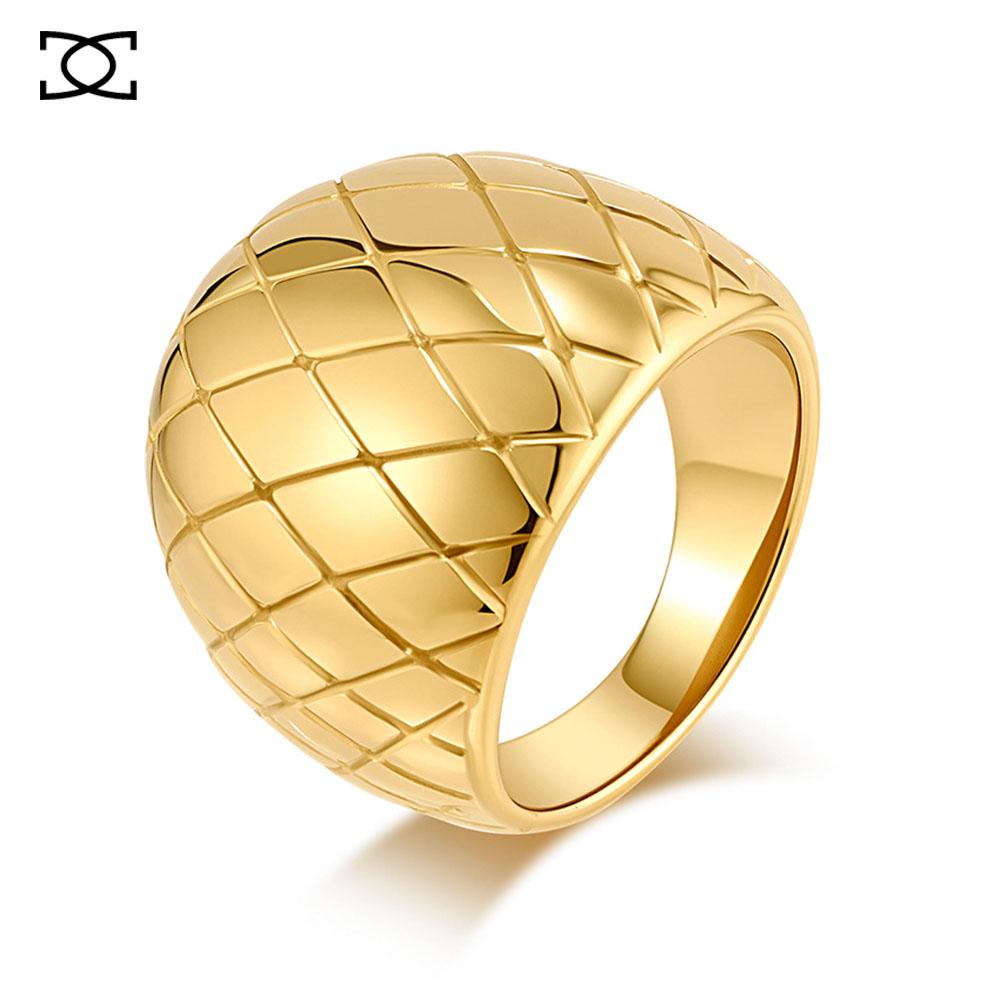 Gittermuster Hochwertiger Vergoldeter Ring Weibliches Temperament Design Schlicht und Modisch Handschmuck