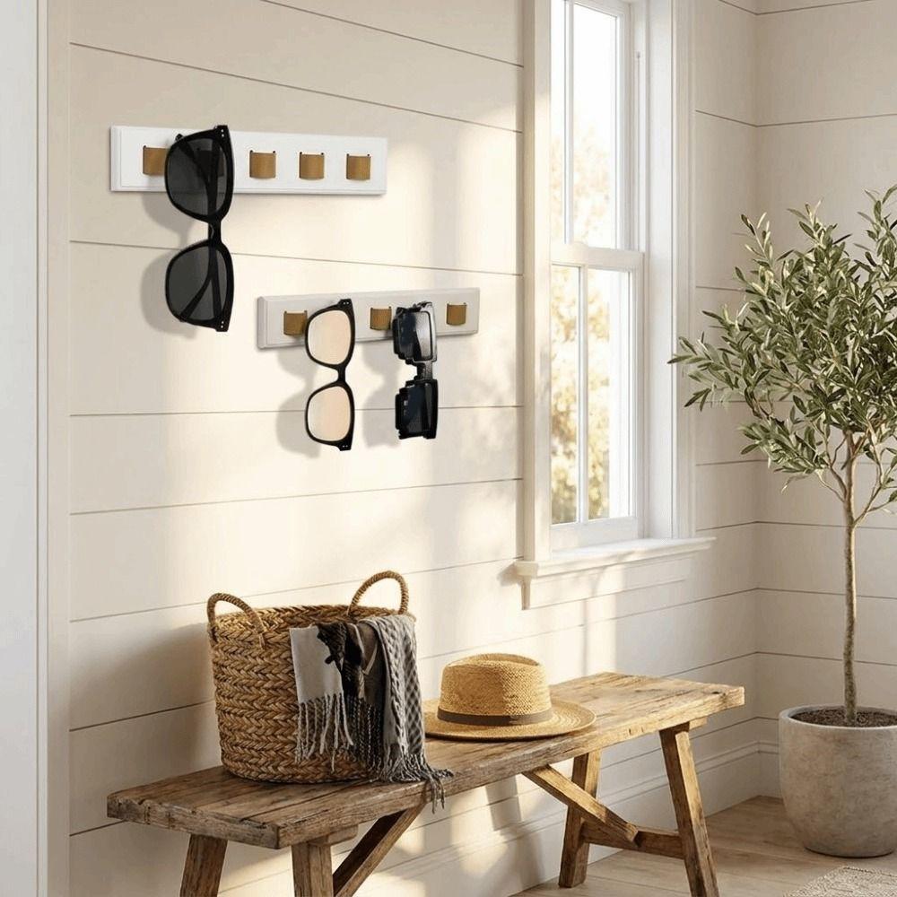 Wooden Wooden Sunglasses Storage Rack Space Saving 5Holes Glasses Display Rack Wall Mounted Durable Eyeglass Rack Boutique