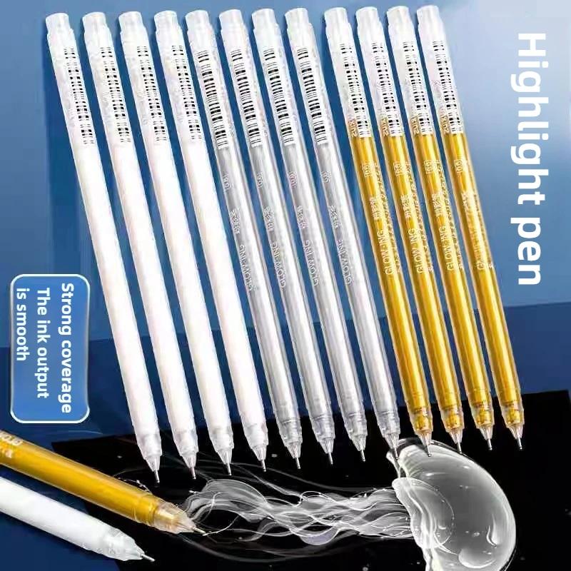 LANGUO Overlayable High-Capacity Replacement Gold/Silver/White/Black Drawing Gel Pens for Art Marker Stationery School Supplies