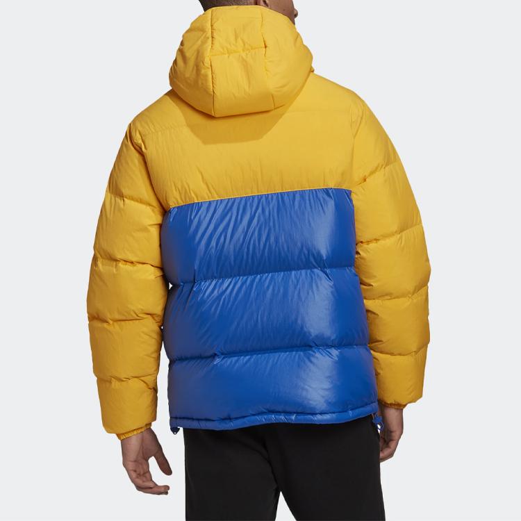 Adidas Originals Trefoil Down Regen Colorblock Hooded Long Sleeve Down Jacket Winter Men Jackets Yellow Blue GE1331