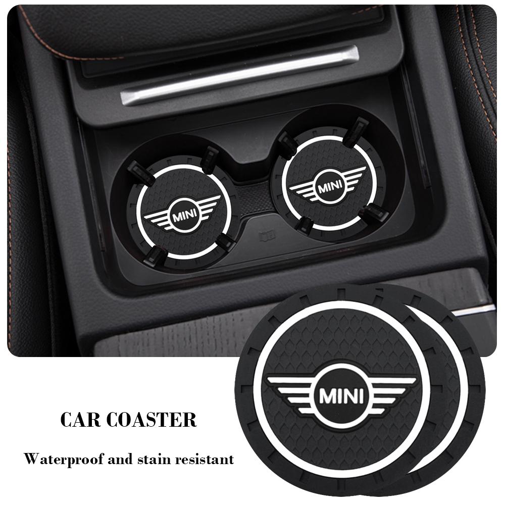 2Pcs Car Silicone Coaster Anti-Slip Water Cup Drink Mat For MINI Cooper JCW WORKS R55 R56 F55 F56 R57 R58 R59 R60 R50
