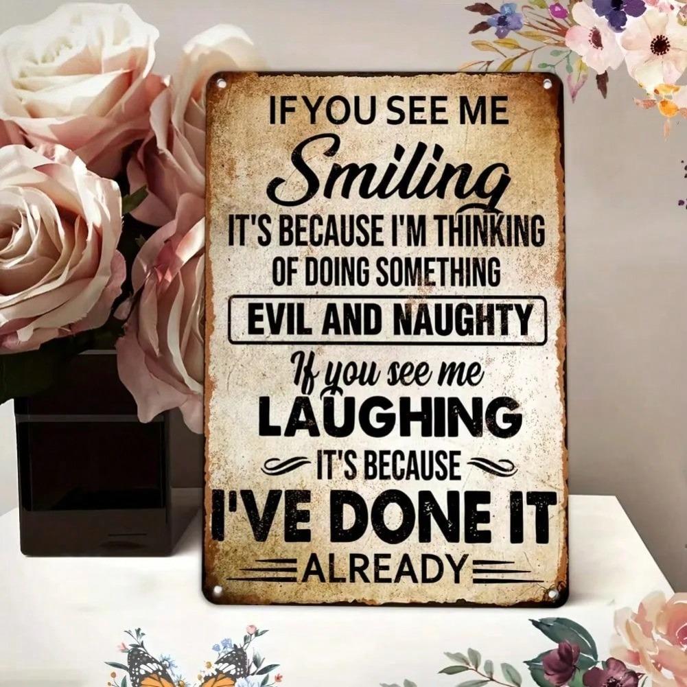1pc High-Quality Vintage Wicked & Naughty Funny Metal Sign - Stylish Design for Street/Yard/Mall/Garage/Bar/Club/Kitchen