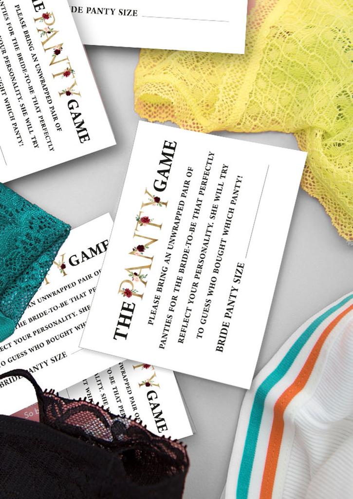 Inkdotpot Girls Night Out Bachelorette Party Panty Game Floral Bridal Shower Game 1 SignA    30 Size