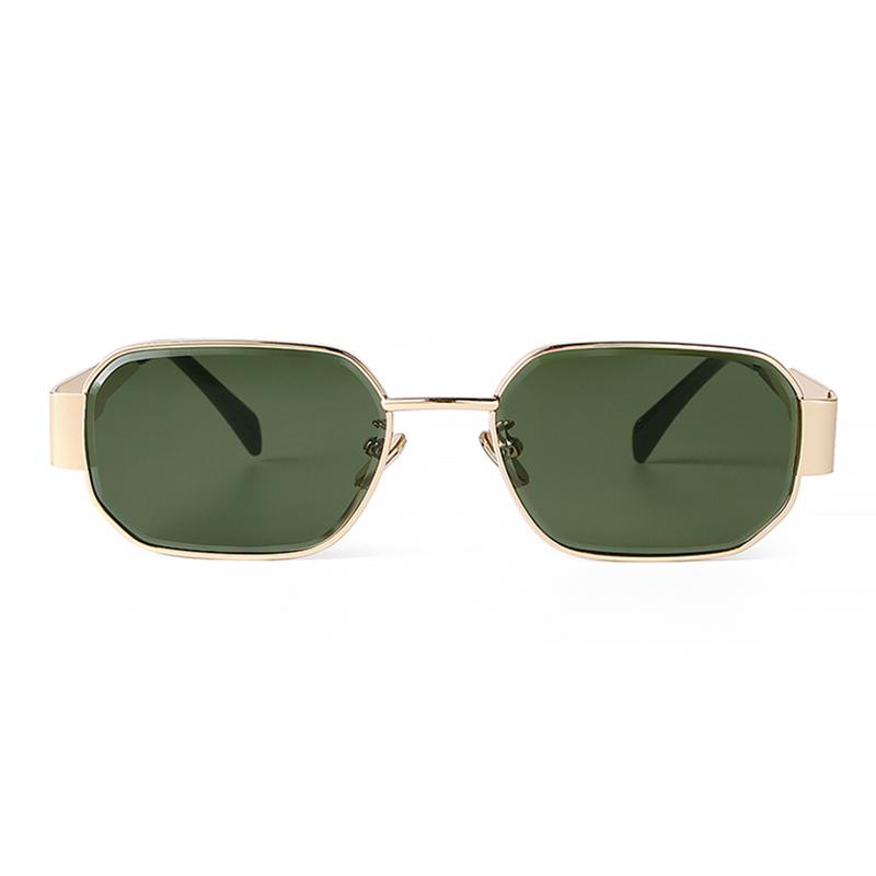 Retro Gold Metal Punk Square Sunglasses for Women Men  Brand Designer Fashion Classic Green Lens Rectangle Sun Glasses UV400