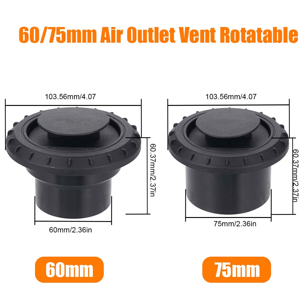 60mm / 75mm Dieselheizung Kanal Kanalführung Luftauslass Flachrohr Verbinder Anschluss Drehbarer Anschluss Schwarz Für Auto LKW VAN