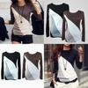 Korean Women Fashion Style Autumn Slim Fit Color Block Blouse Long Shirt Sleeve