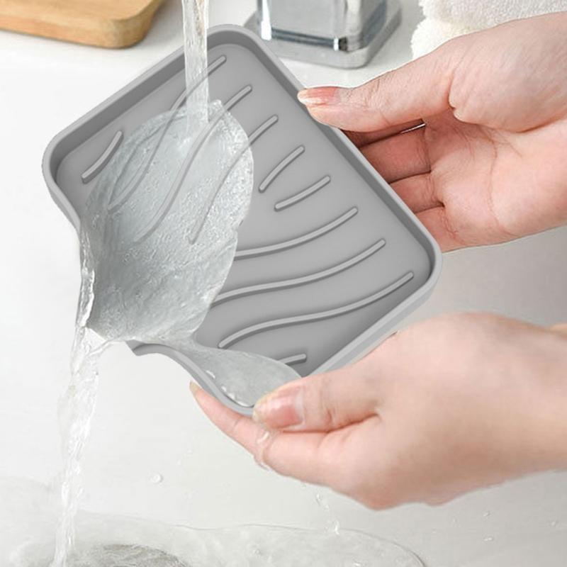 Silicone Soap Holder Soap Dish Draining Organizer Kitchen Bathroom Decorations