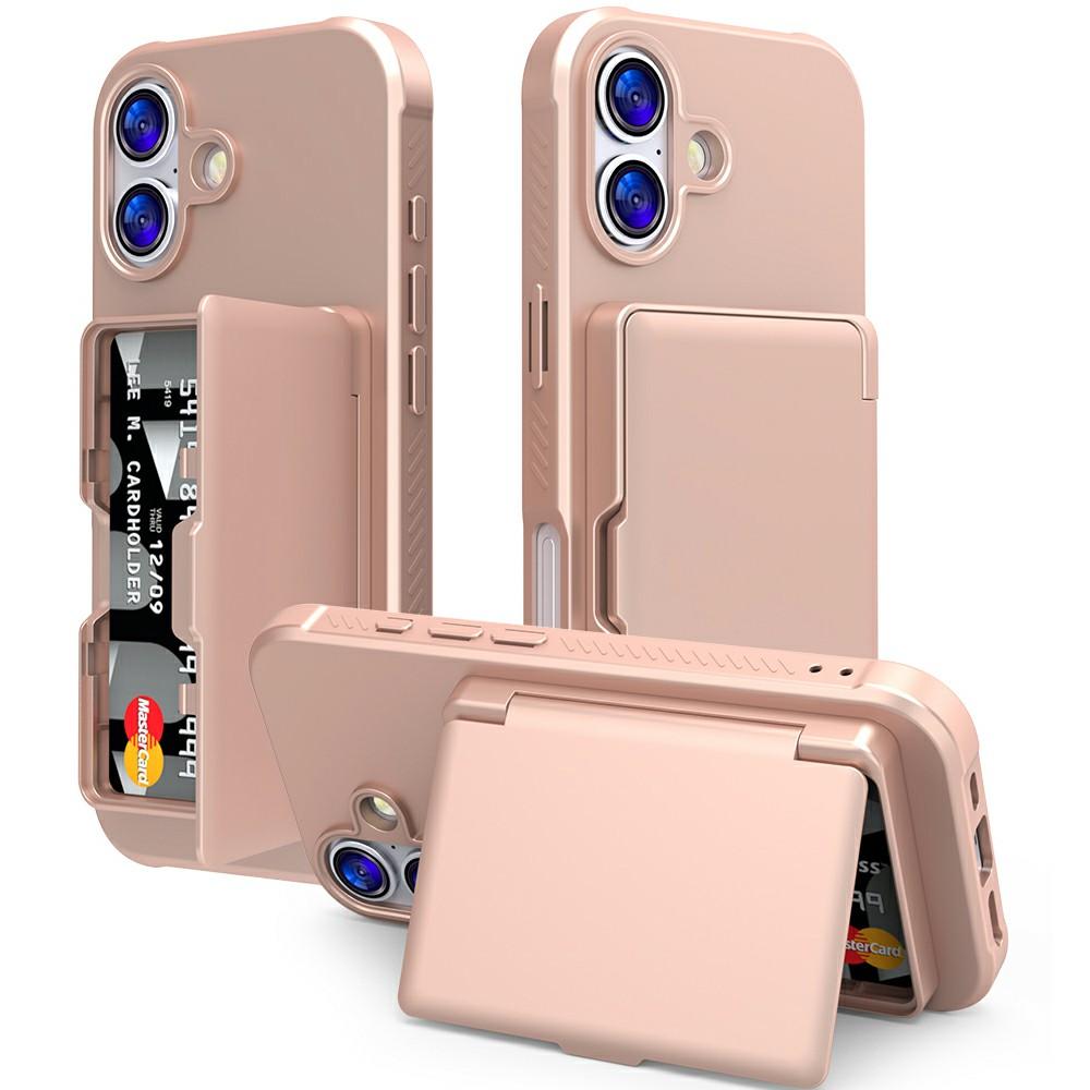 

For iPhone 17 Case PC + TPU Phone Cover with Hidden Mirror Card Holder Kickstand