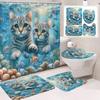 31Style 4Pcs Funny Shower Curtains Bathroom Curtain With Hooks Decor Waterproof Cat Dog 3d Bath 180*180cm Creative Personality Shower Curtain