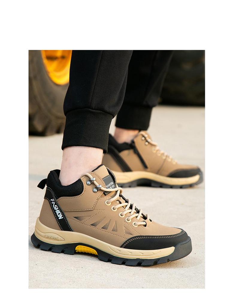 High-Top Anti-Smash, Anti-Puncture Work Safety Shoes with Non-Slip Rubber Sole
