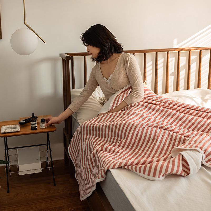 Muji Japanese Striped Pure Cotton Summer Quilt - Cool & Comfortable Blanket