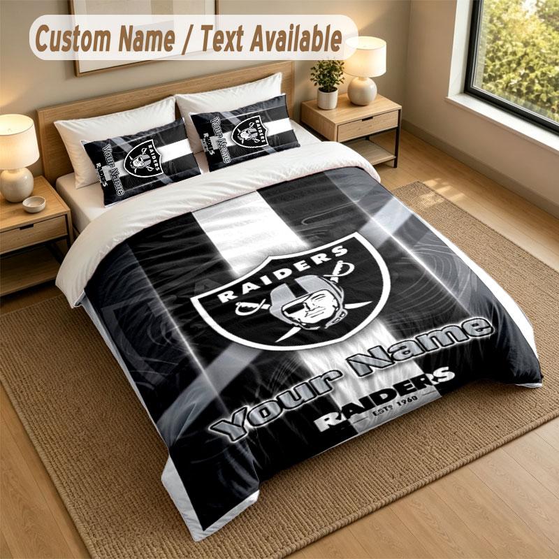Bedding Set 1 Duvet Cover 2 Pillowcases Las Vegas Raiders Print Soft Bed Linen Bedroom Decor